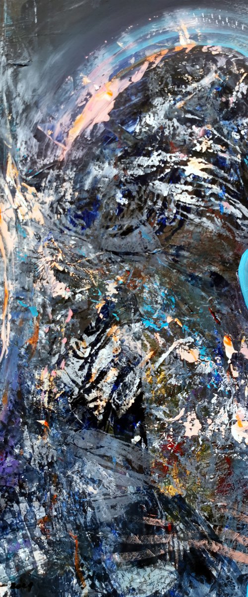 ENIGMATIC AND BIZARRE BLUE ANGEL PAINTING BY KLOSKA by Kloska Ovidiu