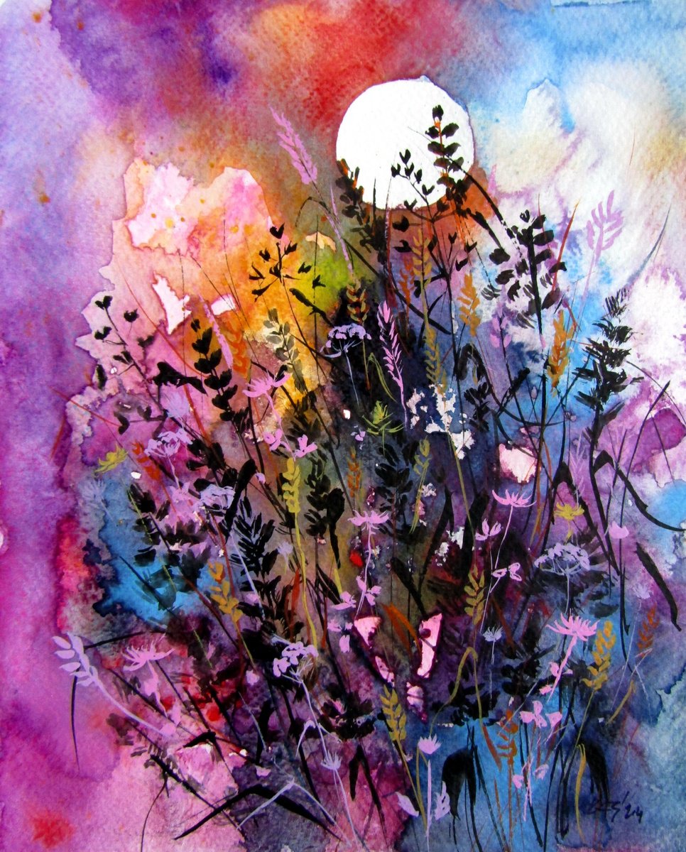Kovács Anna Brigitta | Original  Watercolour | Autumn Wildflowers | 20 X 25Cm | Artwork For Sale On Artfinder