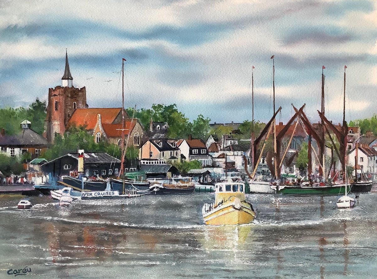 Photorealistic Landscape Watercolour By Darren Carey, 15 X 11, Maldon, Essex, Original Artwork