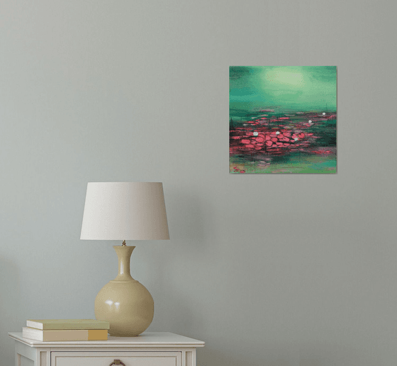 Water Lilies !! Abstract Atmospheric Painting !! Journey to Destination !! Ready to hang !!