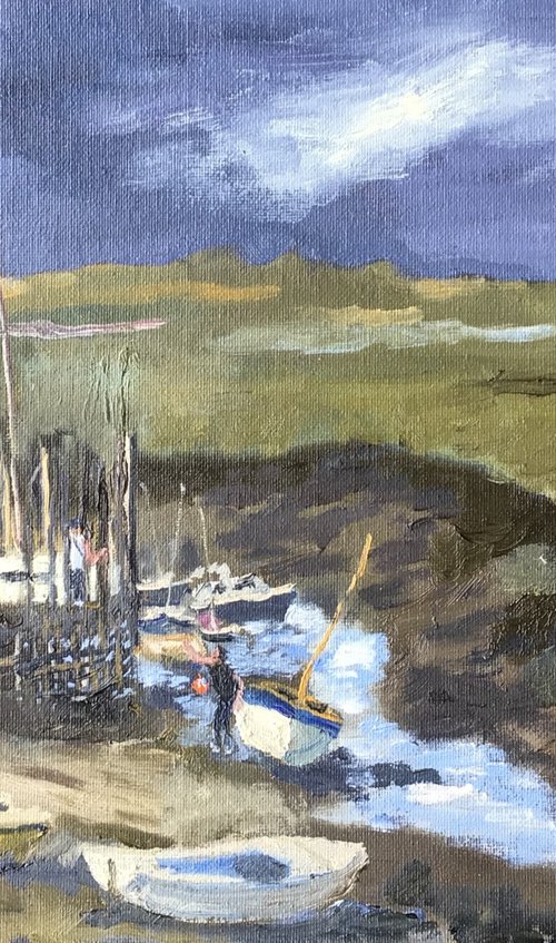 Morston Quay, Norfolk an original oil painting by Julian Lovegrove Art