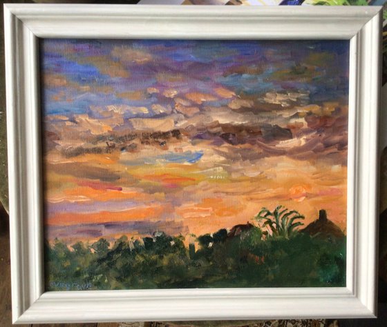 Evening sunset over Ramsgate. An original oil painting.