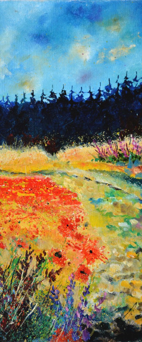 Summer landscape red poppies by Pol Henry Ledent