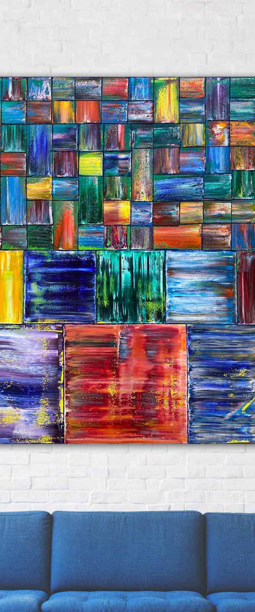 Get Some Structure In Your Life - Original Xt Large PMS Abstract Oil Painting On Canvas - 60 x 60 inches by Preston M. Smith (PMS)