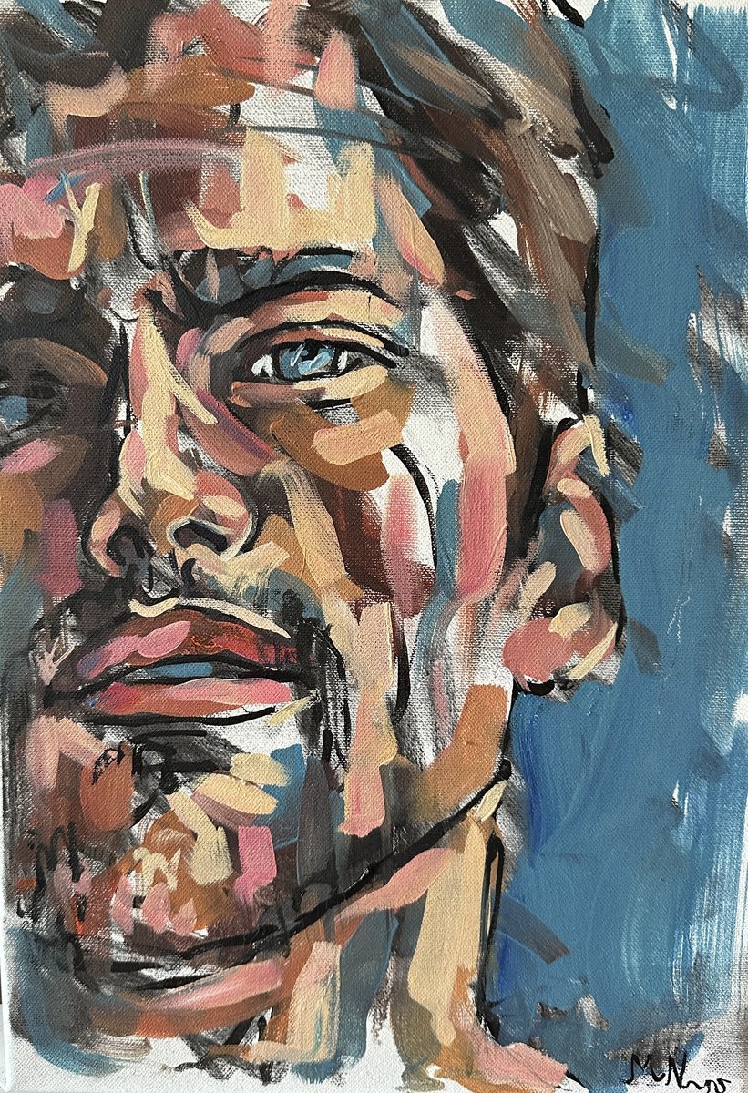 Bearded man painting by Emmanouil Nanouris