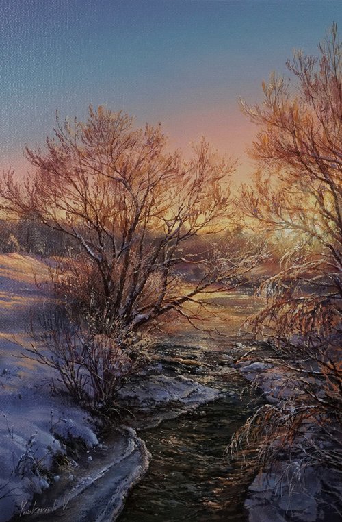 Winter ringing stream by Viktar Yushkevich YUVART