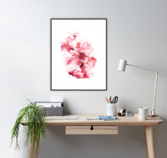 Bright pink flowers, abstract watercolor floral bouquet "Desire"