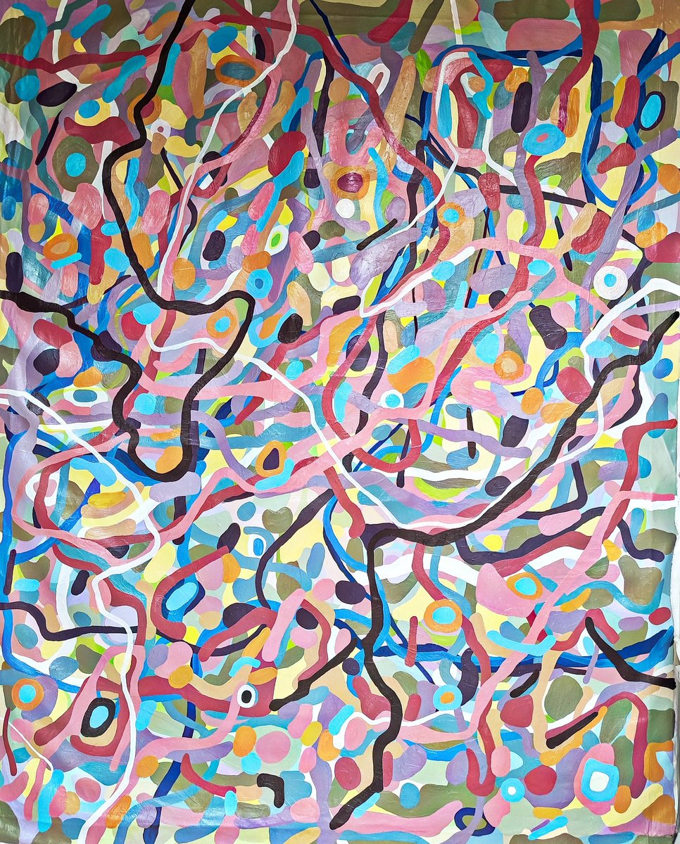 Organic Abstract Oil Painting By Chrissy Guest, 51 X 61, A Positive Outcome, Original Artwork