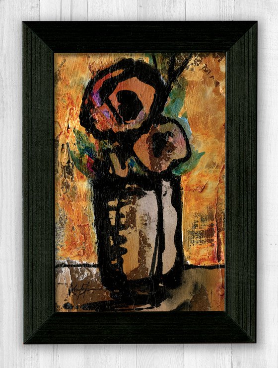 Days Of Romance 2 - Framed Textural Floral Abstract painting by Kathy Morton Stanion