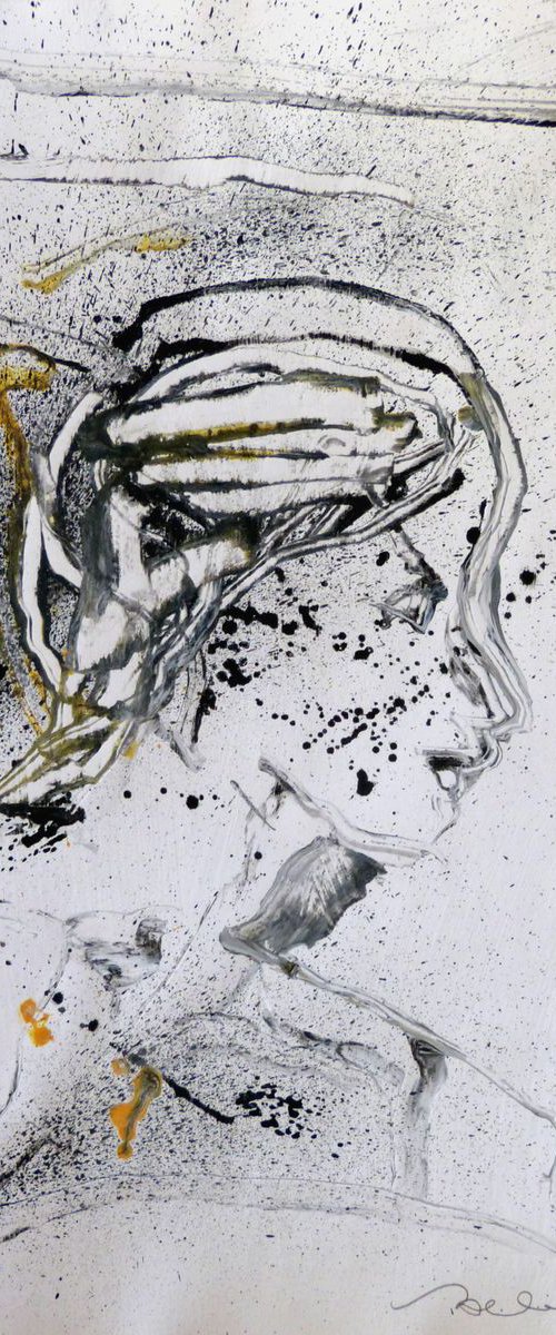 Portrait 18C26, mixed media 42x29 cm by Frederic Belaubre