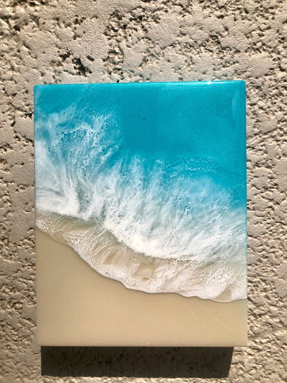 White Sand Beach #7 Small Ocean Seascape Painting