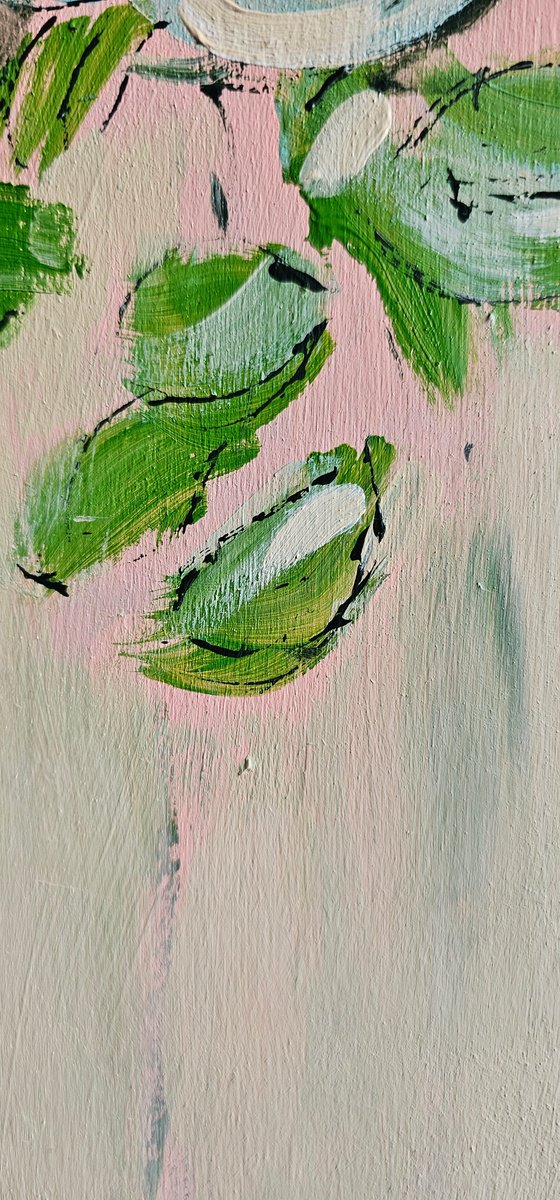 Abstract white rose on delicate soft white