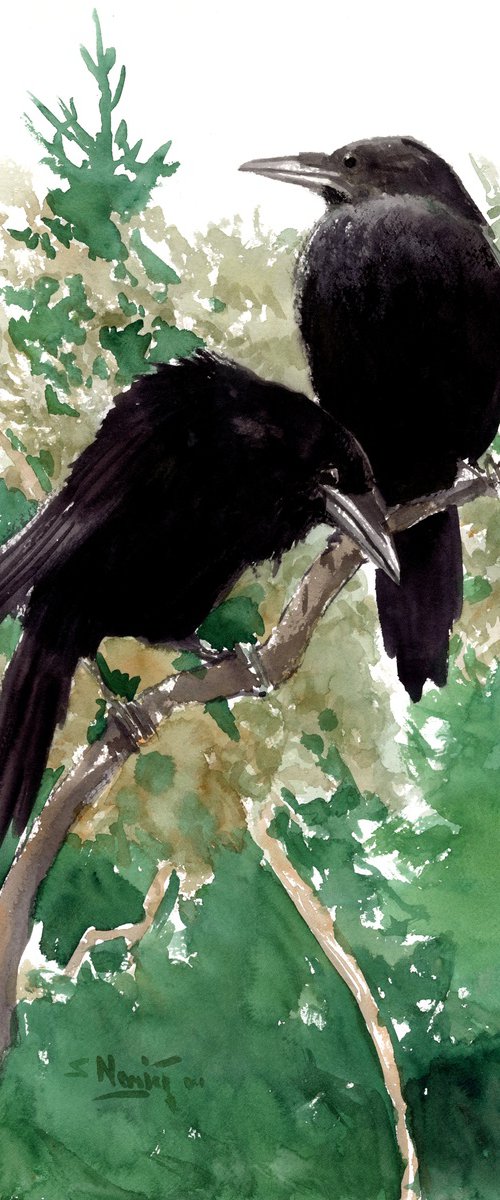 Two Crows in the Pine Forest by Suren Nersisyan