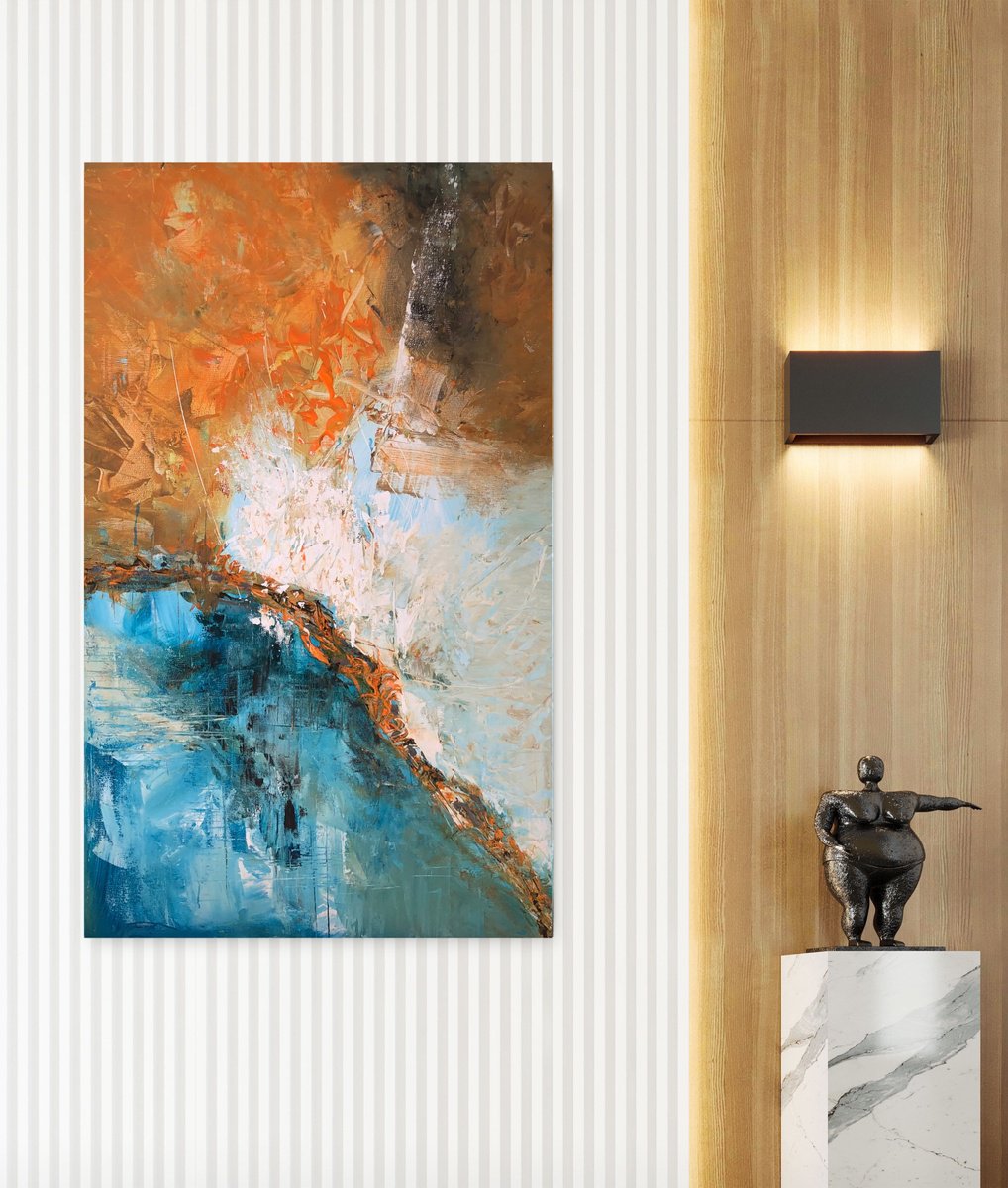 Abstract Acrylic Painting By Snezana Djordjevic, 24 X 39", Soul And Mind-8, Original Artwork