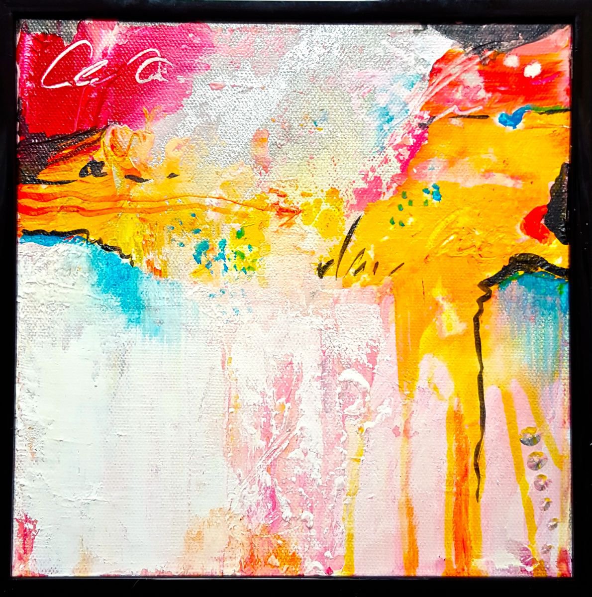 Small abstract painting on canvas by Laura Spring
