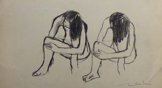 The Nude Study, life sketch on two sides 32x19 cm ESA