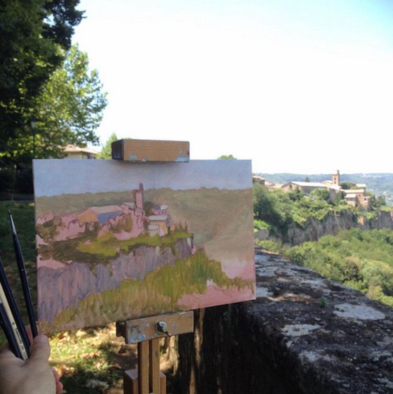 The View towards San Giovenale in Orvieto Italy Italian Plein Air Landscape Oil Painting