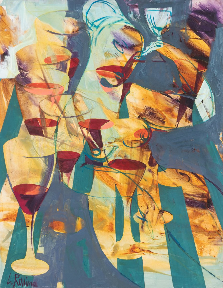 Abstract Oil Painting By Yelena Ralina, 28 X 35", Evening Mourns, Original Artwork