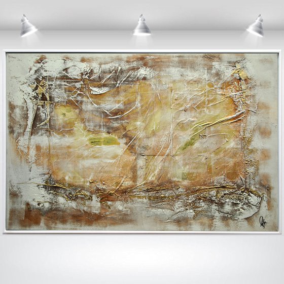 Golden Landscape  - Abstract Art - Acrylic Painting - Canvas Art - Framed Painting - Abstract Painting - Industrial Art