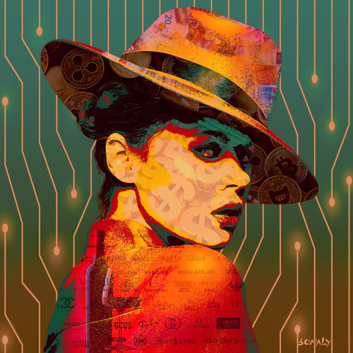 Photorealistic Portrait Giclee Print By Sonaly Gandhi, 30 X 30", The Power Player, Original Artwork