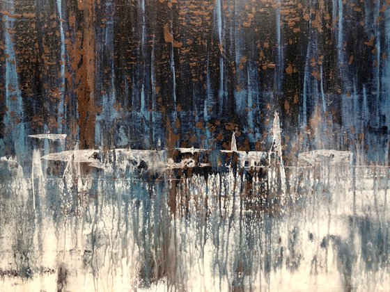 Big Blue & Brown (96x48in diptych)