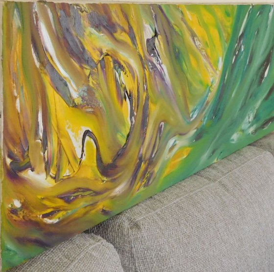 Perception - 120x30 cm, LARGE XL, Original abstract painting, oil on canvas