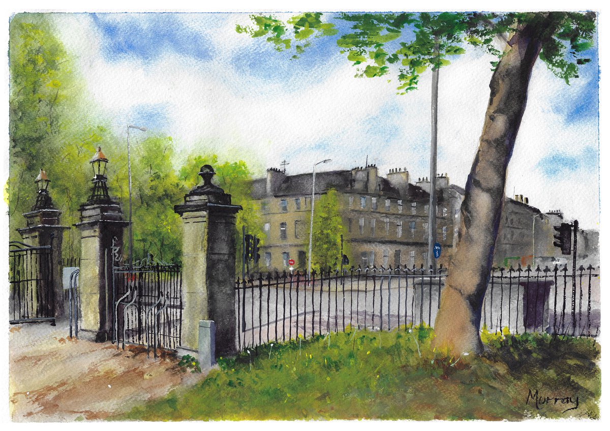Queens Park Glasgow Watercolour Painting Scottish Artist by Stephen Murray