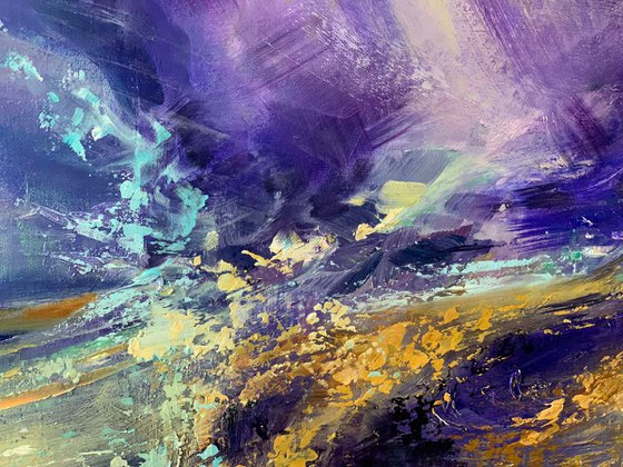 Abstract Oil Painting - Purple Wind 120 x 60 cm