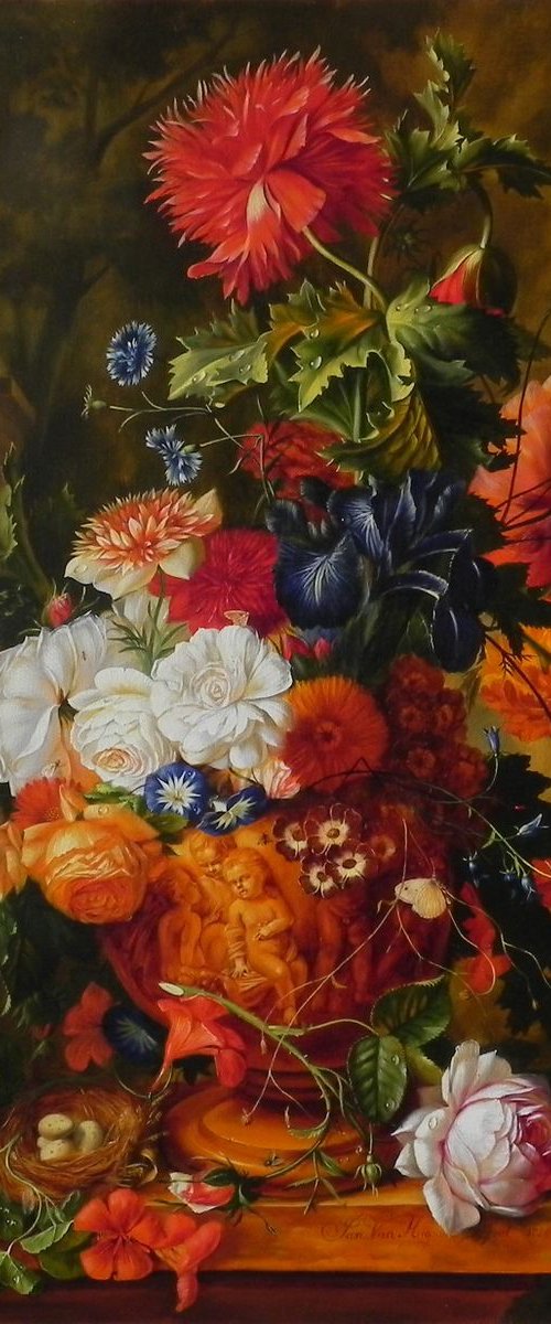 "Flowers" Oil on canvas, handmade art. FREE SHIPPING by Yurii Novikov