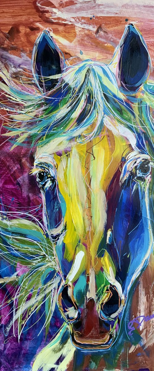 Colourful Horse portrait by Geoffrey Dawson