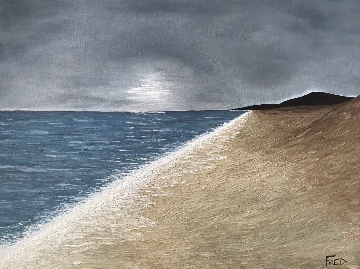 Landscape Oil Painting By Cadiou Frederic, 24 X 18, Coastline, Original Artwork