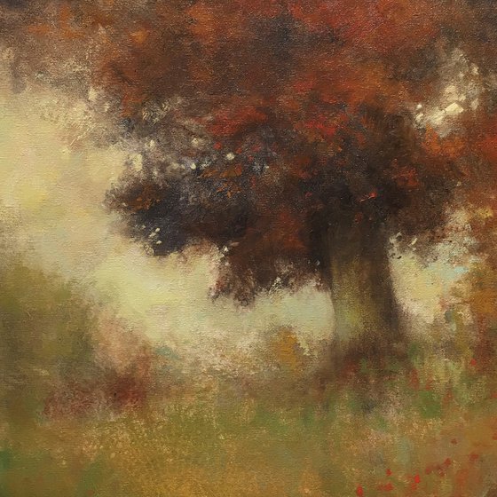 Red Tree 23 tonal impressionist landscape red tree