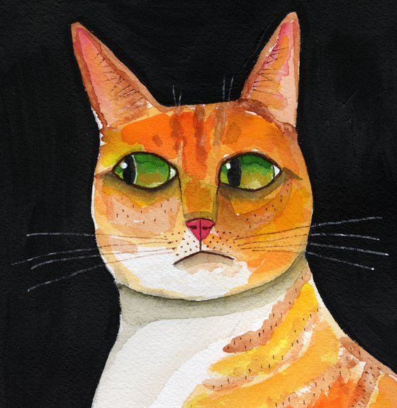 Side Eyed Ginger Orange Cat Whimsical