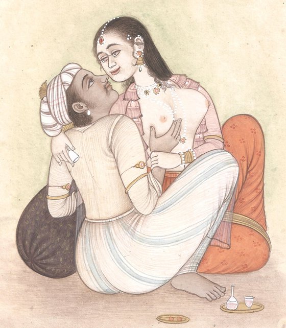 Original Romantic Indian Miniature Painting