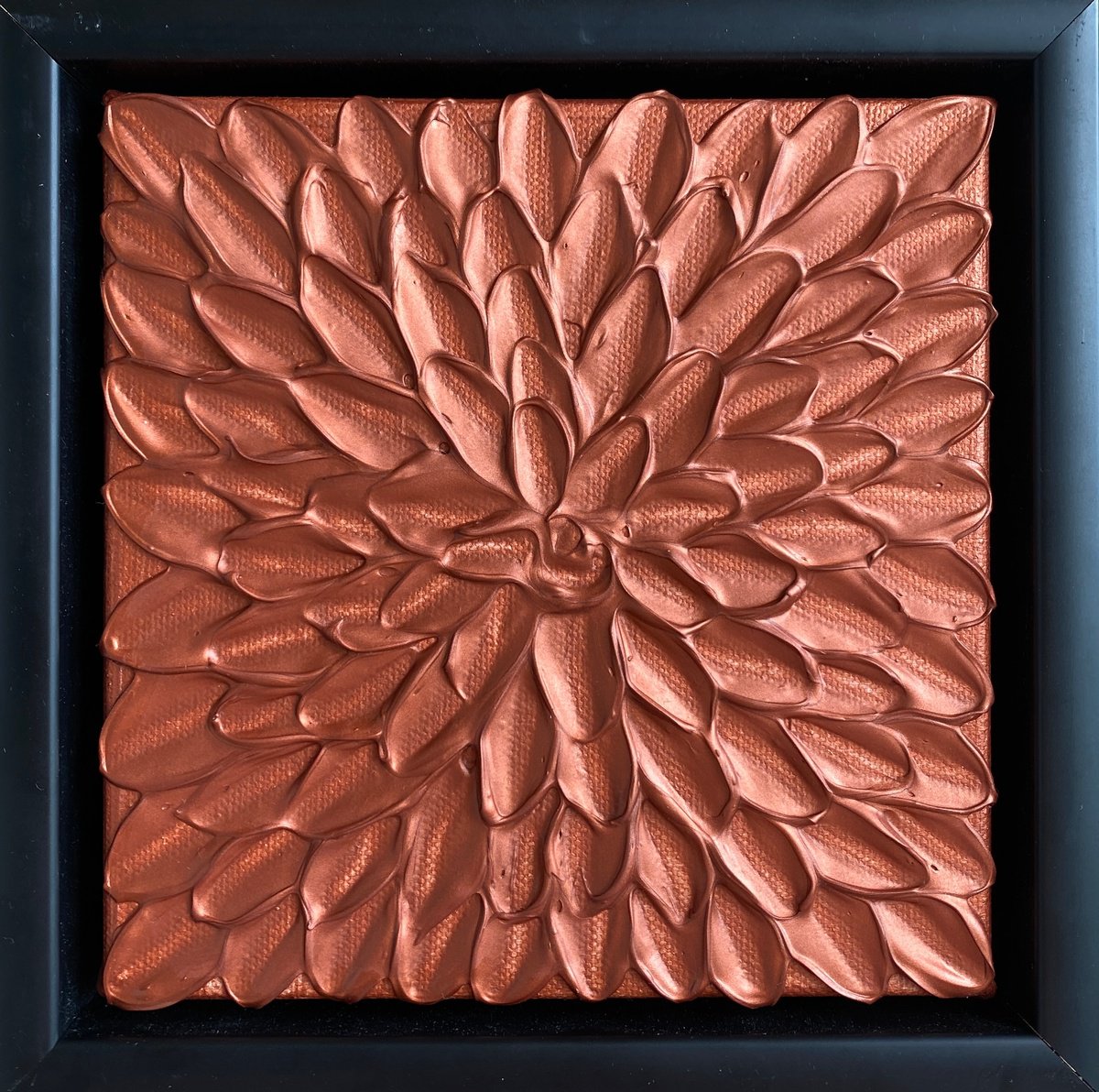 Geometric Abstract Acrylic Painting By Guzaliya Xavier, 7 X 7, Bronze Abstract Mini, Original Artwork