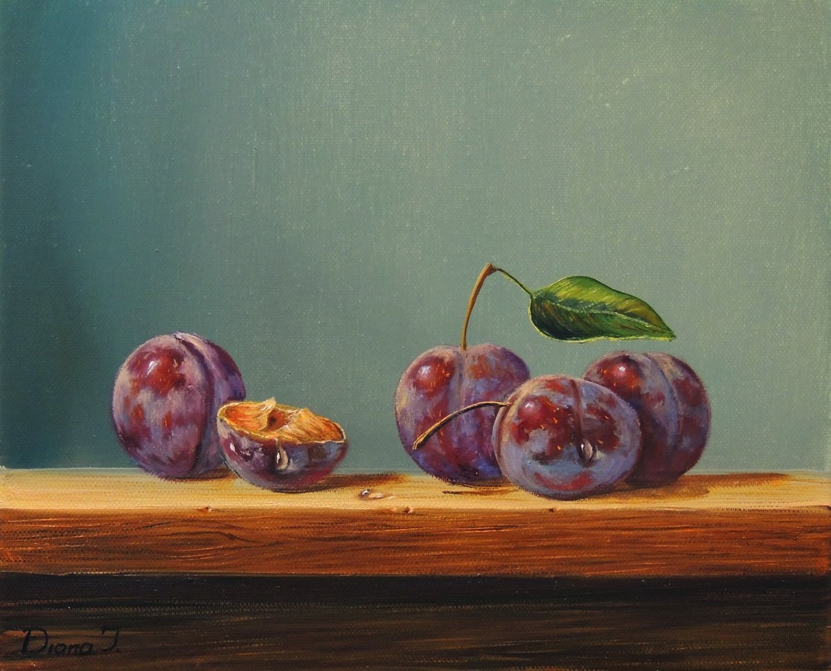 Photorealistic Still Life Oil Painting By Diana Janson, 12 X 10, Quintet, Original Artwork