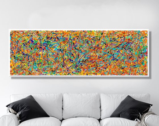 Catch This Feeling - XL LARGE, VIBRANT, MODERN DRIP PAINTING – EXPRESSIONS OF ENERGY AND LIGHT. READY TO HANG!