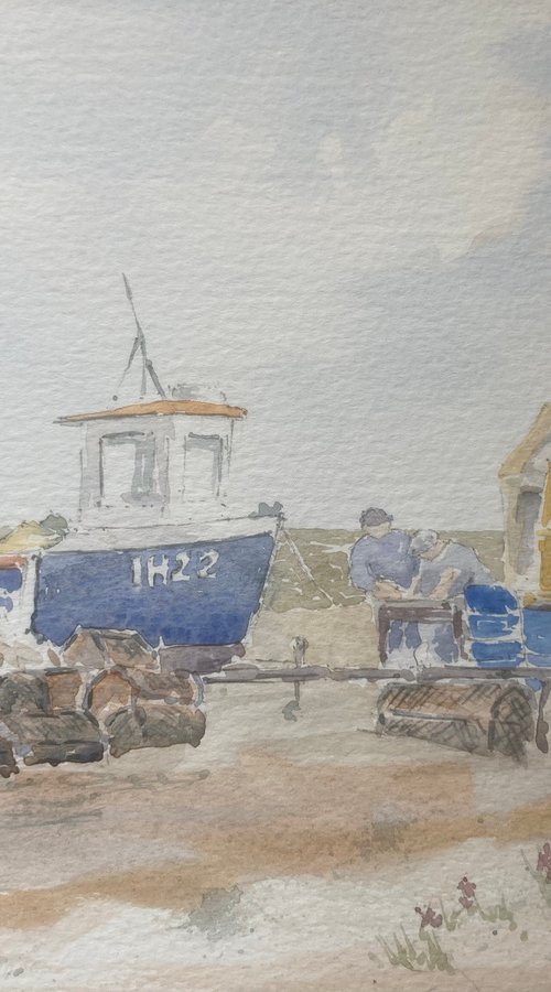 Fishermen at Aldeburgh Beach by Noel Sawyer