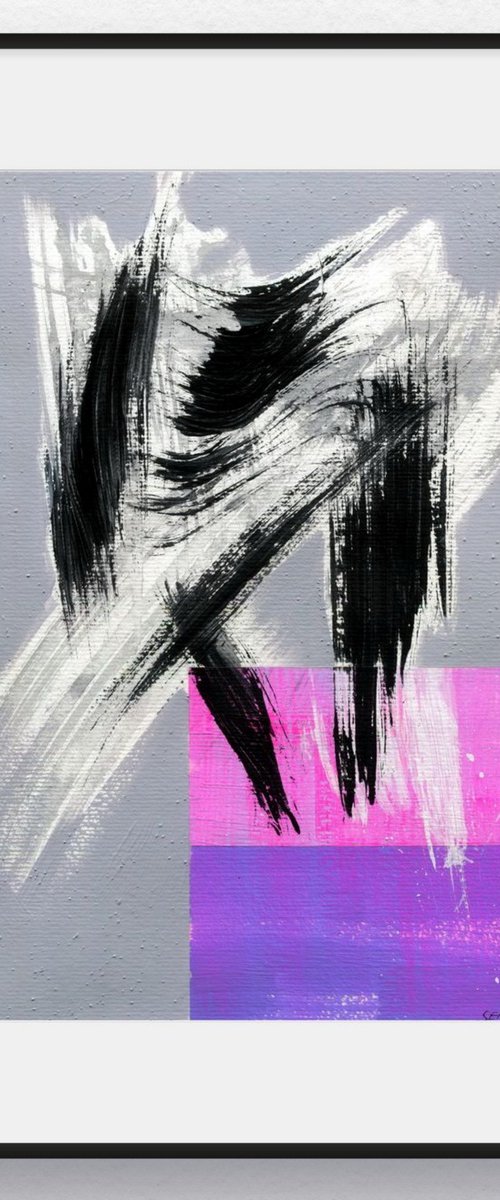 Bright Purple Abstract on Gray by Evgen Semenyuk
