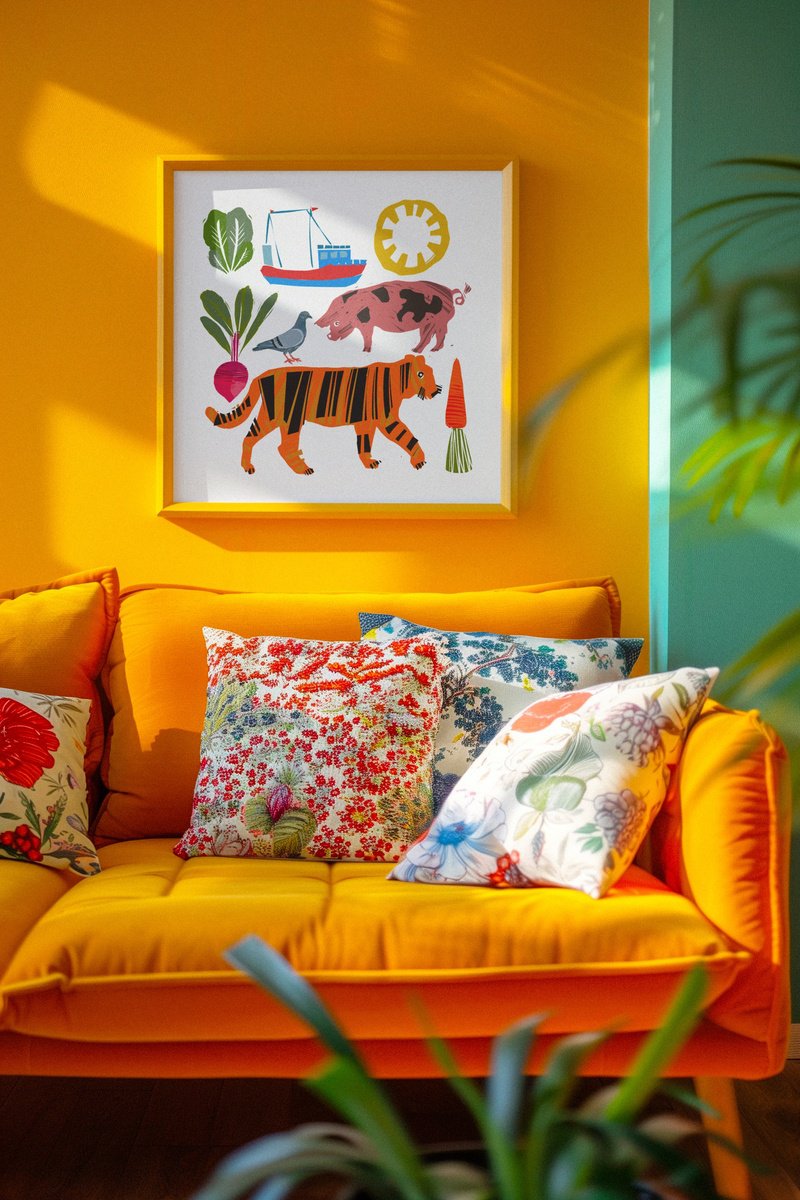 Animal Giclee Print By Emma Evans-Freke, 20 X 20, Tiger And Co, Original Artwork