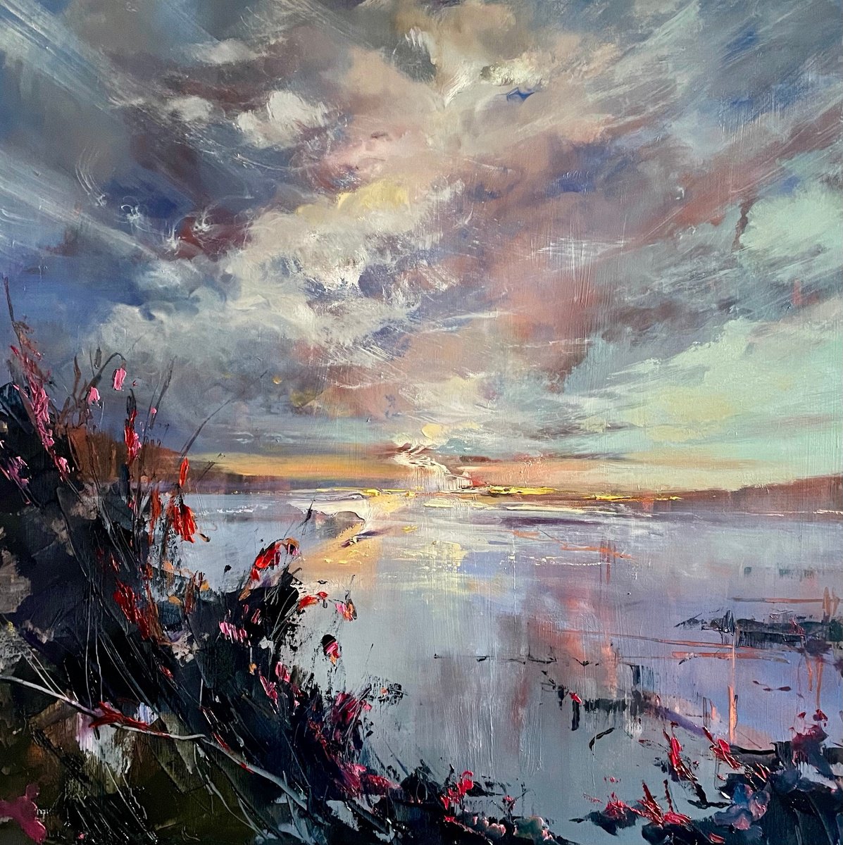 Winter Lake By Ewa Czarniecka, 32 X 32, Artwork For Sale On Artfinder