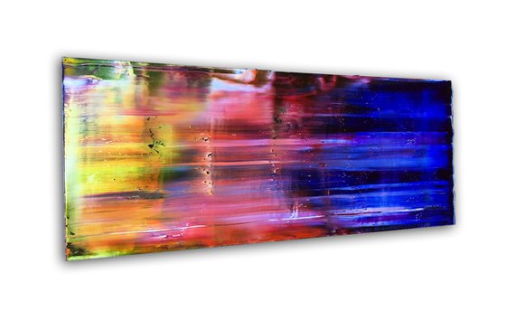 "The Speed Of Color" - FREE SHIPPING - Original PMS Large Oil Painting Triptych on Recycled Wooden Panels - 60 x 28 inches