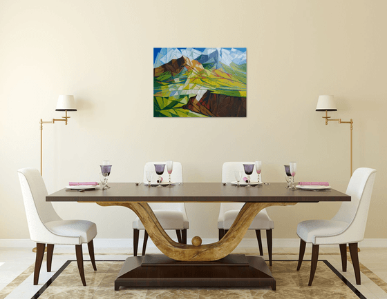 Cubism - Mountains - 2 (60x80cm, cubism, oil painting, ready to hang)