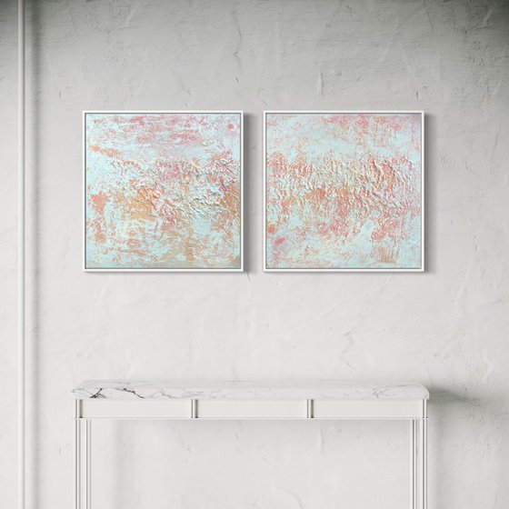 Spring love diptych painting