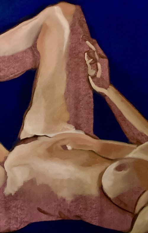 Reclining Nude (Purple) #2 by Tarja Laine