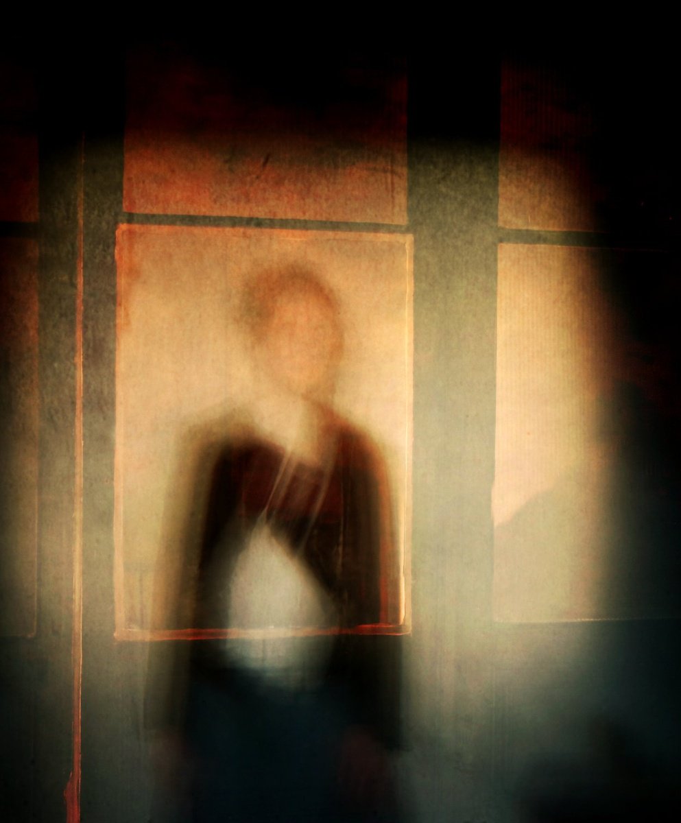 Impressionistic Portrait Photograph By Philippe Berthier, 24 X 29", Les Enfants Sont Partis....., Original Artwork