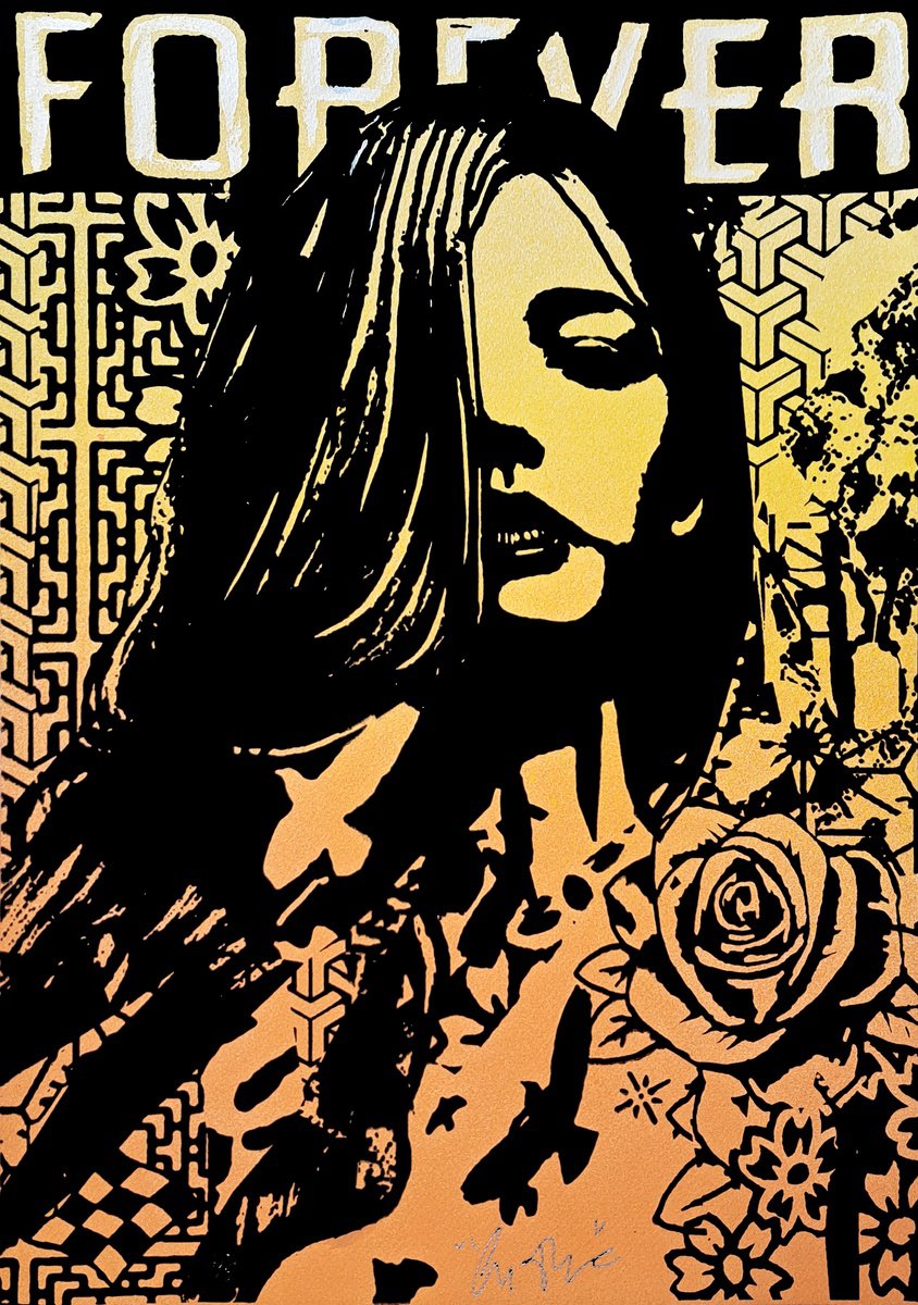 Urban And Pop Portrait Screenprint By Copyright, 14 X 20, Forever Pop Orange, Original Artwork