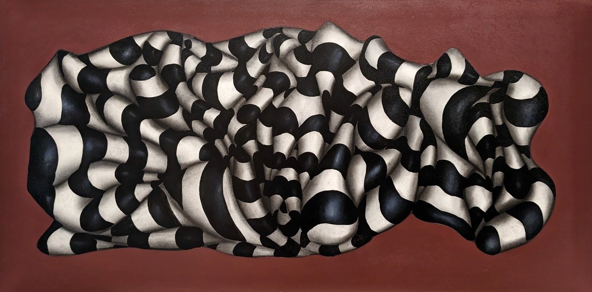 Geometric Abstract Painting By Massimo Castronuovo, 47 X 24", Brown, Original Artwork