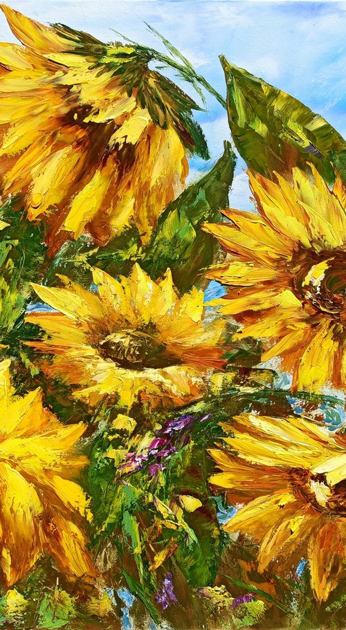 Sunflowers (100x80cm, oil painting, palette knife) by Anush Emiryan