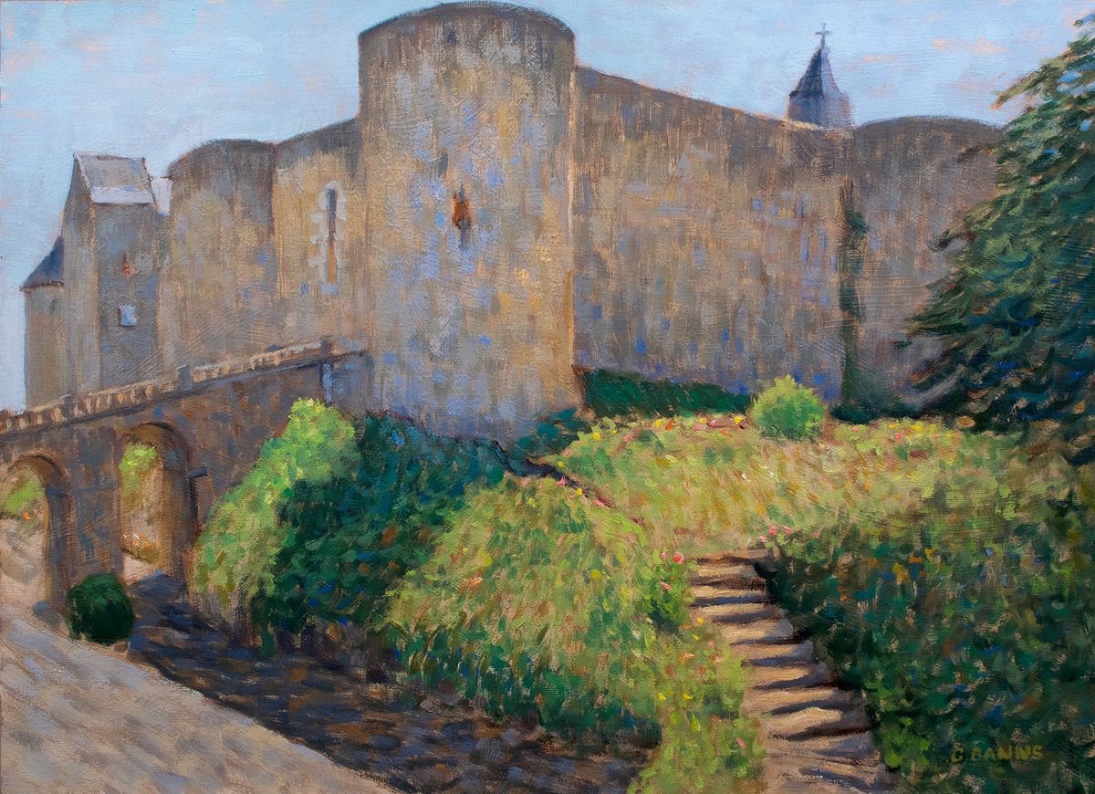Medieval Fortress Castle (Chateau de Luynes) Loire Valley France impressionism by Gav Banns